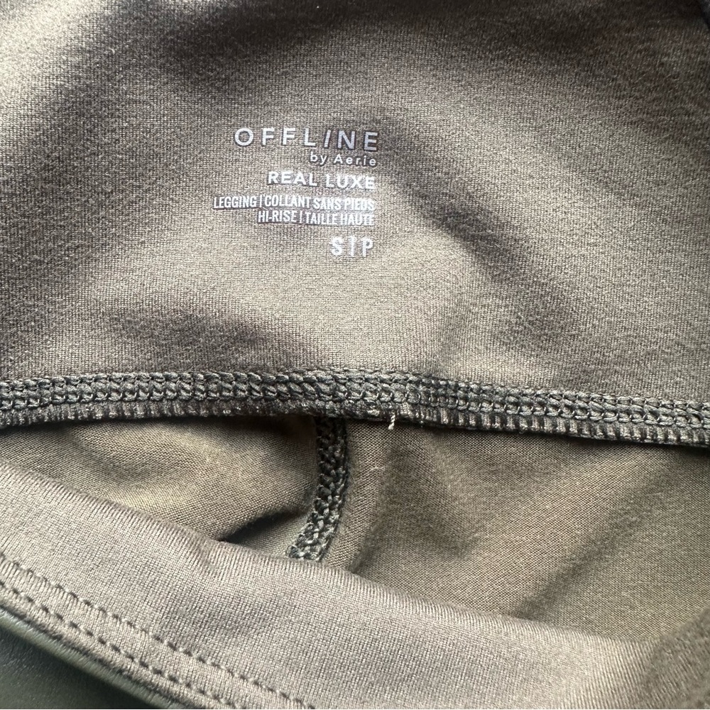 OFFLINE By Aerie Real Luxe Faux Leather Legging Olive NWT Small and Medium - Picture 12 of 14
